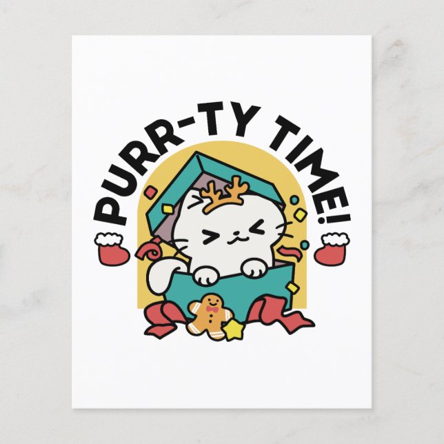 Flyer Tempo Puro! - Design de Natal para Gatos Festivos (Frente)