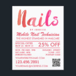 Flyer Tendy Modern Pink Nail Technician, Nail Salon<br><div class="desc">Trendy Modern Pink Nail Technician,  Nail Salon Advertising Flyers By The Cartão de visita Store.</div>