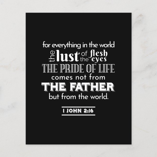 Flyer Tentações Mundiais - 1 John 2:16 Bíblia Verso (Frente)