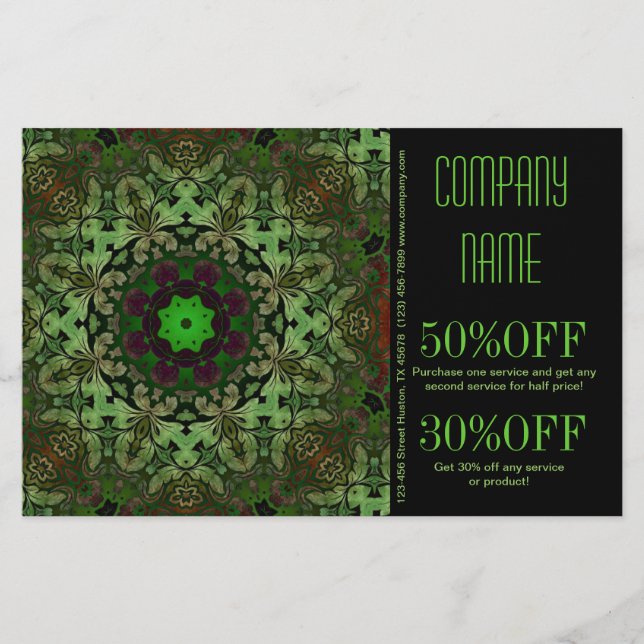 Flyer terapeuta de massagem holística de saúde Mandala Y (Frente)