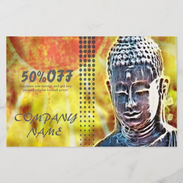 Flyer Terapeuta de massagem Yoga meditação Zen buda (Frente)