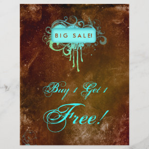 Flyer Termas florais Brown azul do salão de beleza do