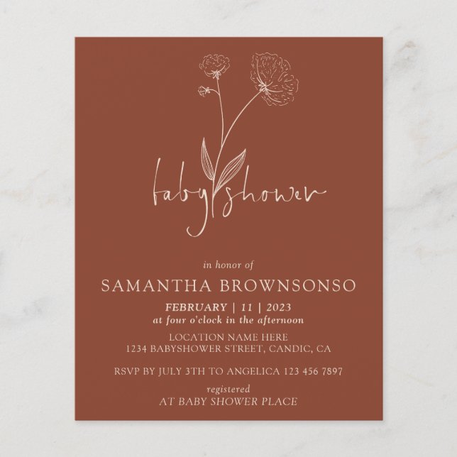 Flyer Terracotta Algodão Flor Bebê Sprinkle (Frente)