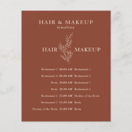 Flyer Terracotta Botânico Dia do Casamento Cabelo Maquia