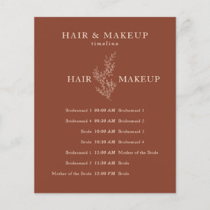 Flyer Terracotta Botânico Dia do Casamento Cabelo Maquia