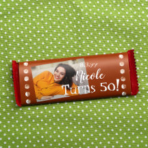 Terracotta Copper 50th Birthday Candy Bar Wrapper