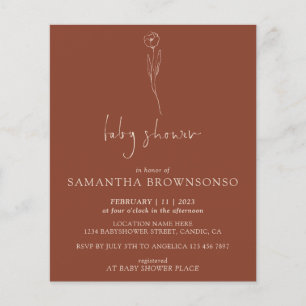 Flyer Terracotta Daisy Tiny Flower Budget Chá de fraldas