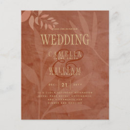 Flyer Terracotta Dourado Casamento outono deixa moderno