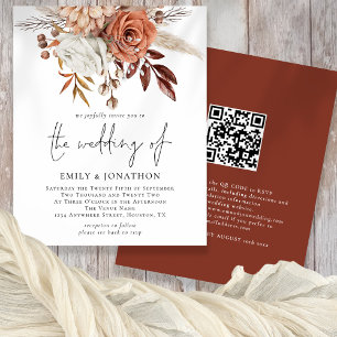 Flyer Terracotta Florals Código QR Casamento
