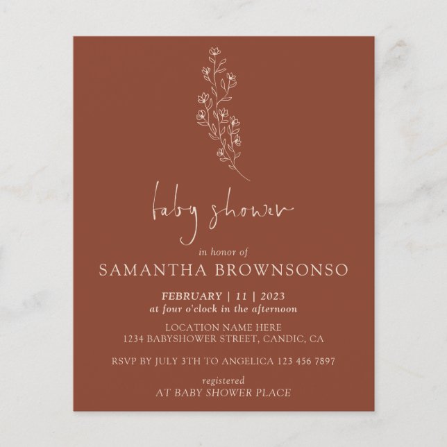 Flyer Terracotta Indie Chá de fraldas do Orçamento Russo (Frente)