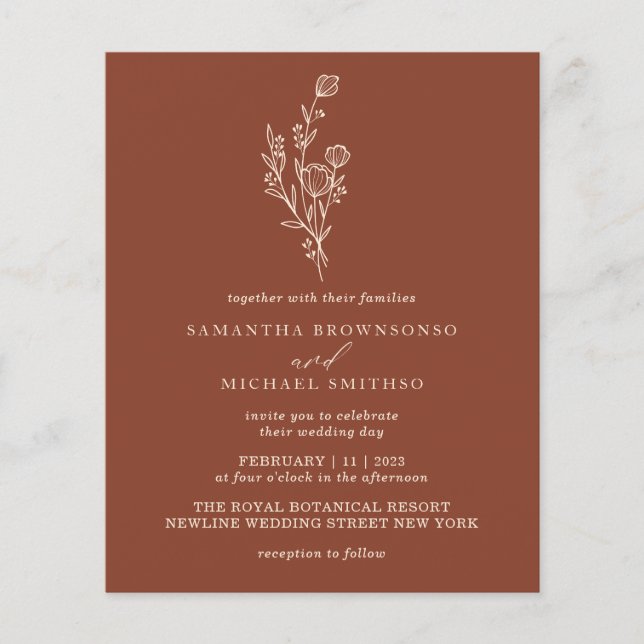 Flyer Terracotta Ivory Buquê Orçamento Moderno Botânico (Frente)