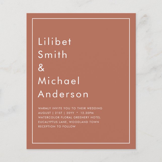 Flyer Terracotta Monocromo de Casamento ORÇAMENTAL (Frente)