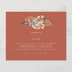 Flyer Terracotta Summer Floral Convite de casamento QR