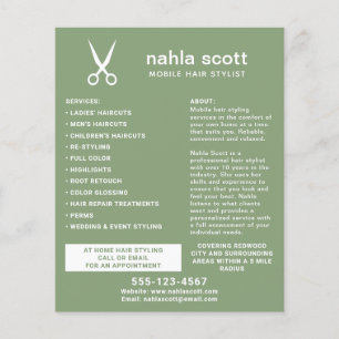 Flyer Tesoura de Estilista de Cabelo Móvel Moderna Verde