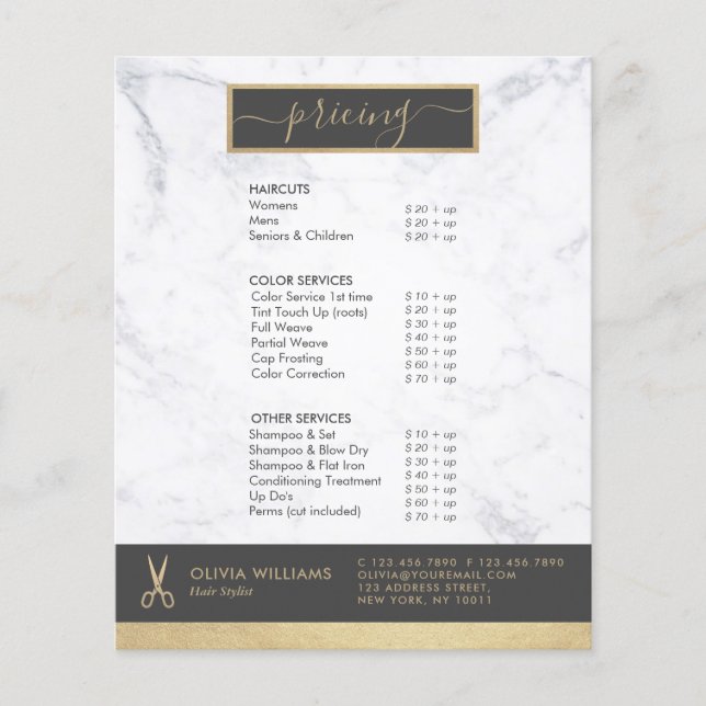 Flyer Tesoura Geométrica Dourada Chic Máquina de Cabelo  (Frente)