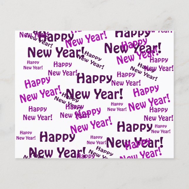 Flyer texto de ano novo feliz roxo (Frente)