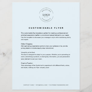 Flyer texto do logotipo personalizável BLUE informações 
