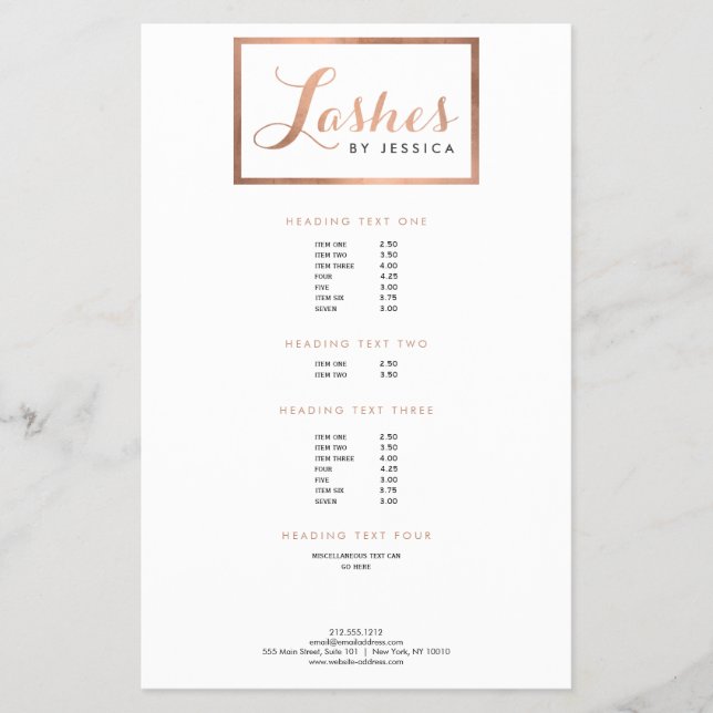 Flyer Texto do Script Glam Lashes - Rosa Dourado (Frente)