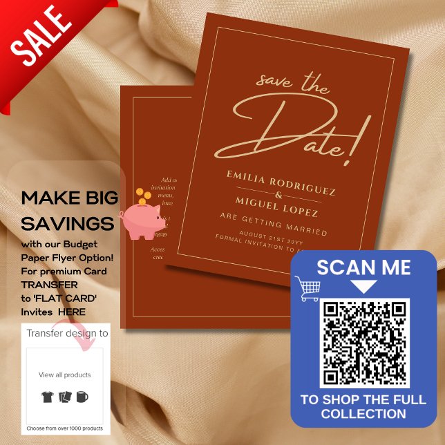 Flyer TEXTO DOURADO Menos ORÇAMENTO Moderno Salve as Dat (Criador carregado)