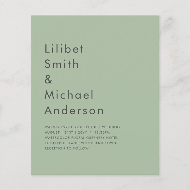 Flyer Texto Monocromático Verde Da Apple Sage (Frente)