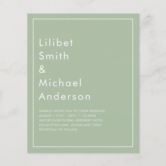 Flyer Texto Monocromático Verde Da Apple Sage (Frente)