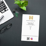 Flyer Texto personalizado do logotipo de empresa qr code<br><div class="desc">Fundo branco. Personalize e adicione o logotipo,  o nome,  o endereço,  o texto,  o seu próprio código QR à sua conta instagram. Você também pode adicionar texto no verso.</div>