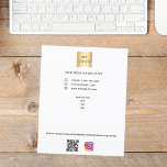 Flyer Texto personalizado do logotipo de empresa qr code<br><div class="desc">Fundo branco. Personalize e adicione o logotipo,  o nome,  o endereço,  o texto,  o seu próprio código QR à sua conta instagram. Você também pode adicionar texto no verso.</div>