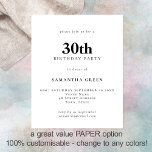 Flyer Texto simples do PAPEL Qualquer aniversário de 30<br><div class="desc">Texto Simples Do PAPEL Qualquer Convite Para aniversário de 30 anos De Cor. Um PAPEL de preço totalmente personalizável,  não uma placa,  alternativo de 4, 5 x 5, 6 polegadas fornecido SEM envelopes (A6 é o tamanho mais próximo do ajustado).</div>