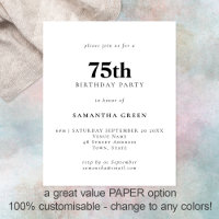 Texto simples do PAPEL Qualquer Convidado de 75 An