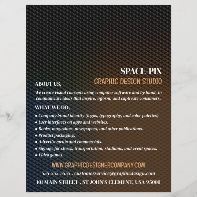 Flyer Textura Gráfica, Anúncio do Designer Gráfico (Frente)