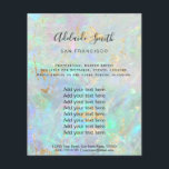 Flyer textura iridescente de Gemstone opal FAUX<br><div class="desc">folheto de maquiagem profissional do salão de beleza</div>