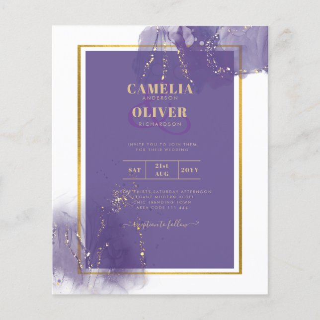 Flyer TINTA DE ÁLCOOL DE Lavanda DOURADA DE Casamento Le (Frente)