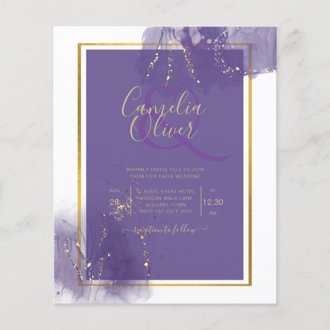 Flyer TINTA DE ÁLCOOL DE Lavanda DOURADA DE Casamento Le (Frente)