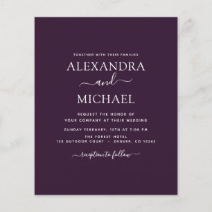 Flyer Tipografia Moderna de Casamento com Ameixa de Orç