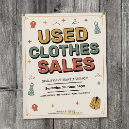 Flyer Tipografia Retro - Vendas de Roupas Usadas