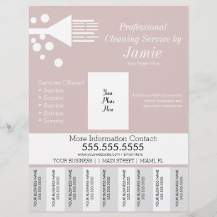 Flyer Tiras de Rasgo Rosa para Limpeza Profissional de C