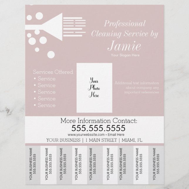 Flyer Tiras de Rasgo Rosa para Limpeza Profissional de C (Frente)