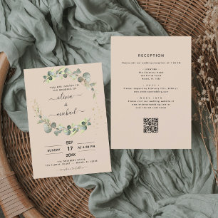 Flyer Todos em Um Convite para Casamento de Código de QR