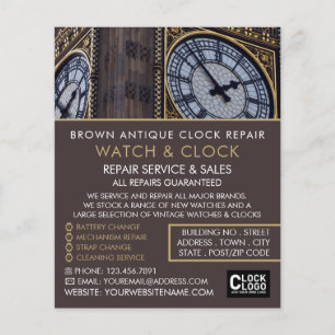 Flyer Torre Big Ben Clock, Publicidade Horologista