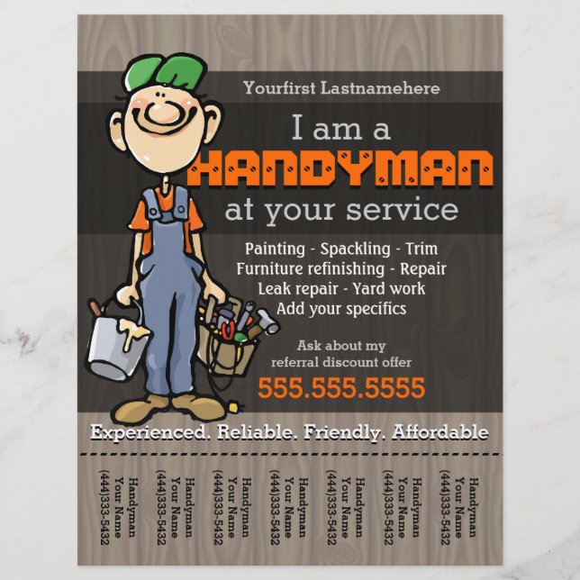 Flyer Trabalho Handy Man.Carpenter.Plumber.Painter.Yard (Frente)