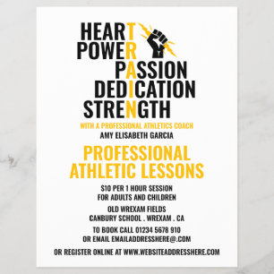 Flyer Traços de um atleta, Anúncio de lição de atlet