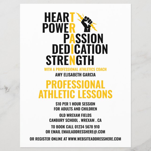 Flyer Traços de um atleta, Anúncio de lição de atletismo (Frente)