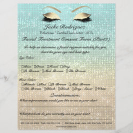 Flyer Tratamento Facial Consentimento de Azul Dourado