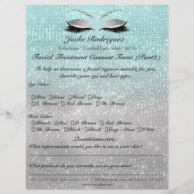 Flyer Tratamento Facial Consentimento De Cinza Azul (Frente)