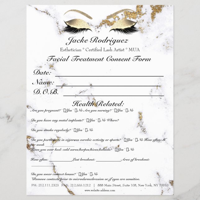 Flyer Tratamento Facial Consentimento Forma Mármore Part (Frente)