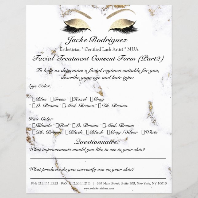 Flyer Tratamento Facial Formulário de Consentimento, Par (Frente)