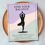 Flyer Tree Pose - Clean Yoga Instructor<br><div class="desc">A clean and modern yoga instructor flyer design featuring a silhouette of a person in a graceful tree pose (Vrksasana) against a soft background of lavender and pale mint green.
It could be used for activities such as yoga instructor or teacher,  meditation,  relaxation or wellness center,  therapist,  etc.</div>