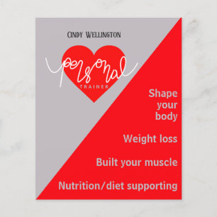 Flyer Treinador Pessoal Red Grey Heart Rate