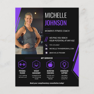 Flyer Treinadora de Fitness Feminina Código QR Foto Mode