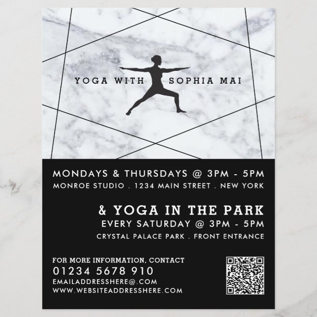 Flyer Trendy Modern Marble Yoga - Publicidade Classe (Frente)
